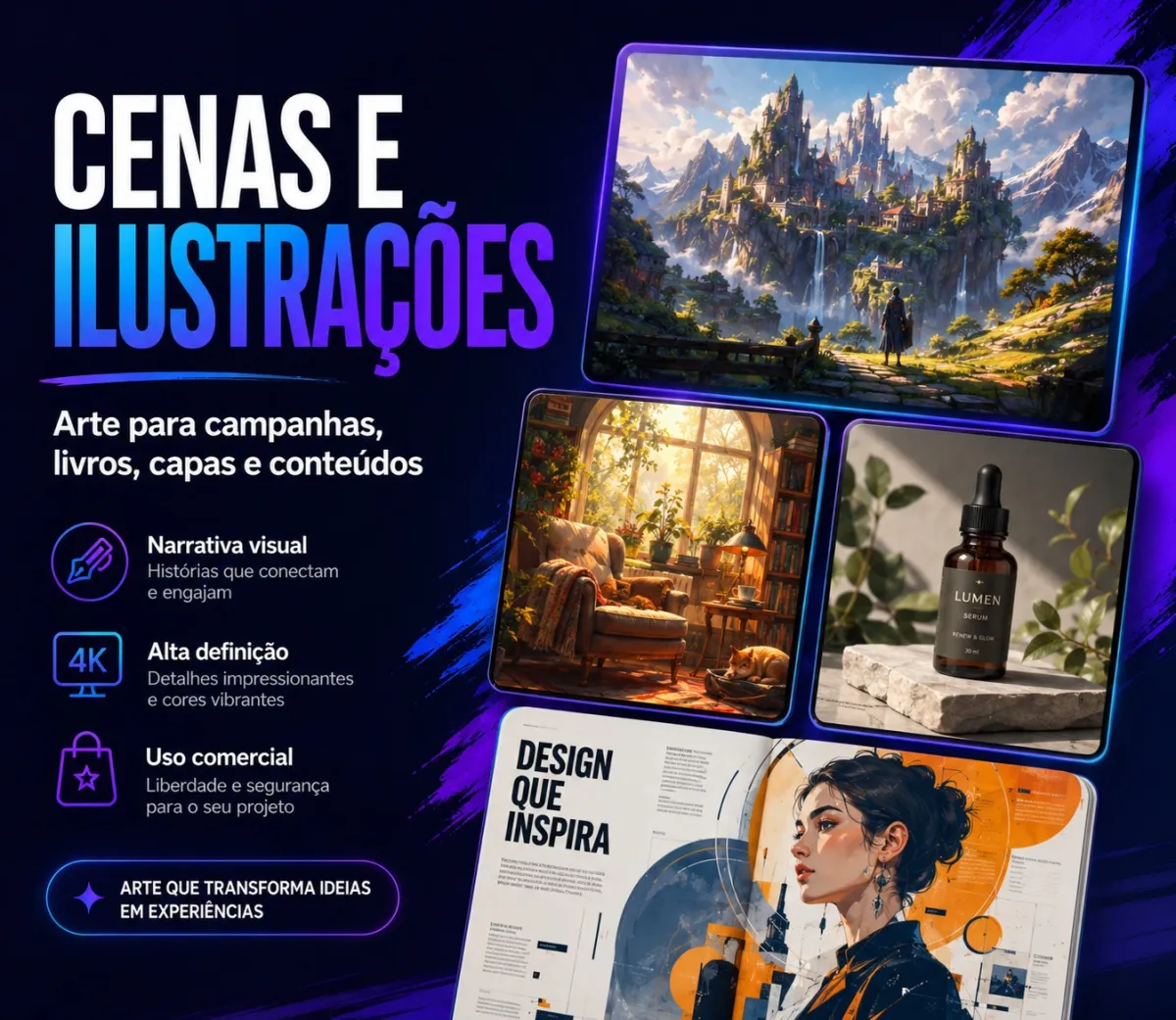Criação de Ilustrações Profissionais com IA para Marcas e Conteúdos