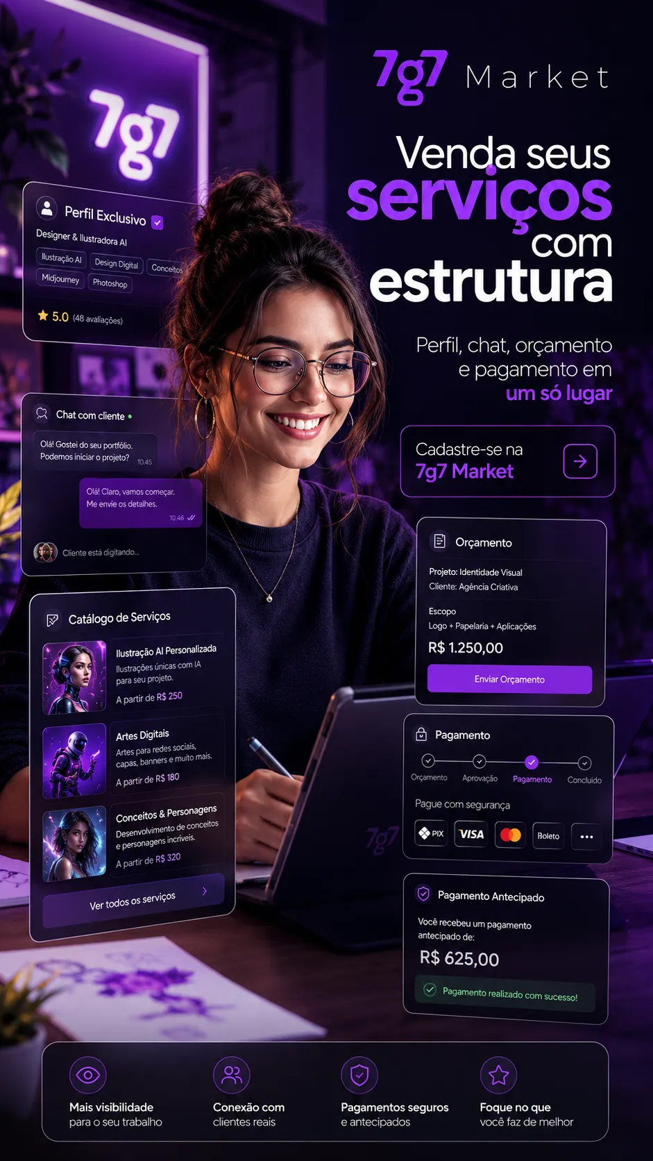 Ilustração Comercial para Divulgação de Plataforma Digital